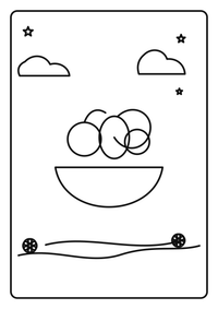 Cesta de frutas con sonrisa es un dibujo de comida para colorear gratis, con contornos negros claros y detalles fáciles de imprimir para niños. Abre el archivo PNG, imprímelo en A4 y úsalo en casa, en el jardín de infancia o en la escuela.