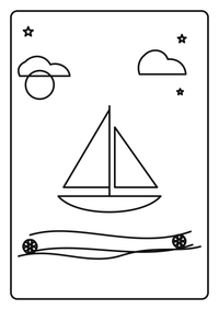 Velero sobre lago es un dibujo de verano para colorear gratis, con contornos negros claros y detalles fáciles de imprimir para niños. Abre el archivo PNG, imprímelo en A4 y úsalo en casa, en el jardín de infancia o en la escuela.