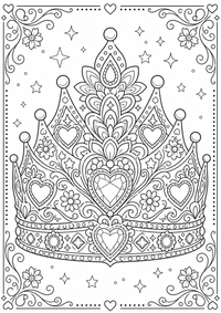 Princesa con mandala corona es un dibujo de princesa para colorear gratis, con contornos negros claros y detalles fáciles de imprimir para niños. Abre el archivo PNG, imprímelo en A4 y úsalo en casa, en el jardín de infancia o en la escuela.