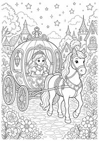 Prinzessin Kutschenfahrt est un coloriage Prinzessin gratuit a imprimer en A4 avec des contours noirs nets.