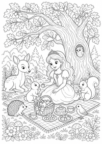 : Picknick im Schlosspark — कलरिंग पेज एक मुफ्त A4 कलरिंग पेज है, जिसमें स्पष्ट काली रूपरेखाएँ और रंग भरने के लिए साफ़ क्षेत्र हैं। पंजीकरण आवश्यक नहीं।