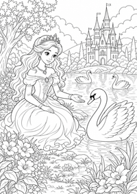 राजकुमारी पर Swan Lake — कलरिंग पेज एक मुफ्त A4 कलरिंग पेज है, जिसमें स्पष्ट काली रूपरेखाएँ और रंग भरने के लिए साफ़ क्षेत्र हैं। पंजीकरण आवश्यक नहीं।
