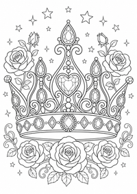 Prinzessin Kronjuwelen ist ein kostenloses A4-Ausmalbild mit klaren schwarzen Konturen zum Ausdrucken.