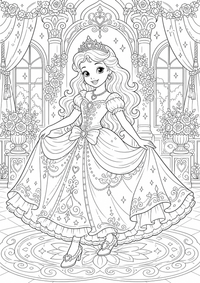 Princesa con vestido de fiesta es un dibujo de princesa para colorear gratis, con contornos negros claros y detalles fáciles de imprimir para niños. Abre el archivo PNG, imprímelo en A4 y úsalo en casa, en el jardín de infancia o en la escuela.