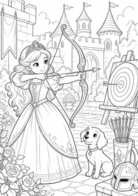 Princess garden tea party ist ein einzigartiges kostenloses A4-Ausmalbild mit klaren schwarzen Konturen und einer spannenden kindgerechten Szene.