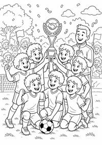 Fair-play football trophy ist ein einzigartiges kostenloses A4-Ausmalbild mit klaren schwarzen Konturen und einer spannenden kindgerechten Szene.