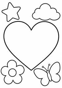 Einfaches Herzmuster ist ein sehr einfaches kostenloses A4-Ausmalbild für Kinder von 6 bis 7 Jahren, mit klaren schwarzen Konturen und großen Flächen zum Ausmalen.