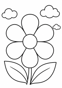 Großes Blumenmuster ist ein sehr einfaches kostenloses A4-Ausmalbild für Kinder von 6 bis 7 Jahren, mit klaren schwarzen Konturen und großen Flächen zum Ausmalen.