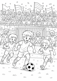 Fussball Stadion Finale is a free printable Fussball coloring page with clear black outlines for A4.