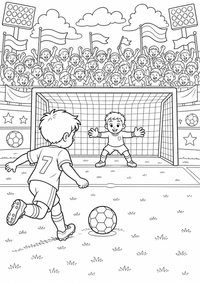 Penalty Kick futebol — página para colorir é uma página gratuita para colorir e imprimir em A4, com contornos pretos nítidos e áreas claras para colorir. Sem cadastro.