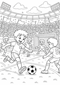 Stadium Match futebol — página para colorir é uma página gratuita para colorir e imprimir em A4, com contornos pretos nítidos e áreas claras para colorir. Sem cadastro.