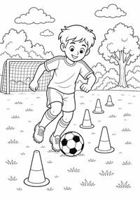 futebol : Dribbling — página para colorir é uma página gratuita para colorir e imprimir em A4, com contornos pretos nítidos e áreas claras para colorir. Sem cadastro.