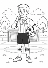 futebol Referee com Ball — página para colorir é uma página gratuita para colorir e imprimir em A4, com contornos pretos nítidos e áreas claras para colorir. Sem cadastro.
