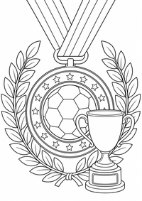 futebol medal — página para colorir é uma página gratuita para colorir e imprimir em A4, com contornos pretos nítidos e áreas claras para colorir. Sem cadastro.
