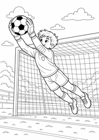 Soccer Keeper ist ein kostenloses A4-Ausmalbild mit klaren schwarzen Konturen zum Ausdrucken.
