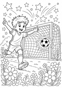 Fußballspieler am Tor ist ein kostenloses A4-Ausmalbild mit klaren schwarzen Konturen zum Ausdrucken.