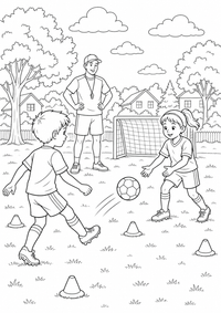 Fussball-Passtraining ist ein kostenloses A4-Ausmalbild mit klaren schwarzen Konturen zum Ausdrucken.