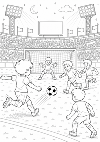 Night Stadium Match — página para colorir é uma página gratuita para colorir e imprimir em A4, com contornos pretos nítidos e áreas claras para colorir. Sem cadastro.