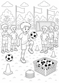 futebol Juggling Practice — página para colorir é uma página gratuita para colorir e imprimir em A4, com contornos pretos nítidos e áreas claras para colorir. Sem cadastro.