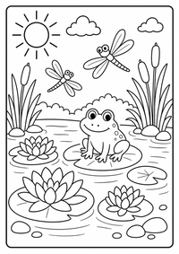 Nenúfares estanque es un dibujo de verano para colorear gratis, con contornos negros claros y detalles fáciles de imprimir para niños. Abre el archivo PNG, imprímelo en A4 y úsalo en casa, en el jardín de infancia o en la escuela.