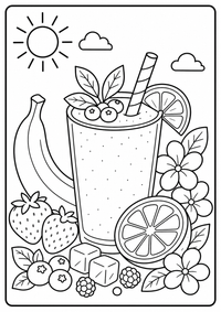 Fruta batido es un dibujo de verano para colorear gratis, con contornos negros claros y detalles fáciles de imprimir para niños. Abre el archivo PNG, imprímelo en A4 y úsalo en casa, en el jardín de infancia o en la escuela.