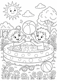 verão swimming pool — página para colorir é uma página gratuita para colorir e imprimir em A4, com contornos pretos nítidos e áreas claras para colorir. Sem cadastro.