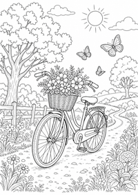 verão bike verão — página para colorir é uma página gratuita para colorir e imprimir em A4, com contornos pretos nítidos e áreas claras para colorir. Sem cadastro.