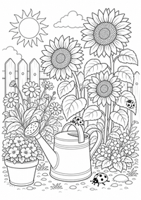verão jardim verão — página para colorir é uma página gratuita para colorir e imprimir em A4, com contornos pretos nítidos e áreas claras para colorir. Sem cadastro.