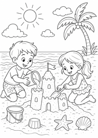 बच्चे Building a Sandcastle — कलरिंग पेज एक मुफ्त A4 कलरिंग पेज है, जिसमें स्पष्ट काली रूपरेखाएँ और रंग भरने के लिए साफ़ क्षेत्र हैं। पंजीकरण आवश्यक नहीं।