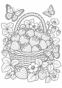 Sommer Erdbeeren ist ein kostenloses A4-Ausmalbild mit klaren schwarzen Konturen zum Ausdrucken.