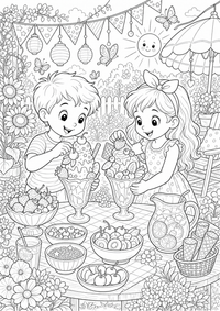 verão jardim Eisfest — página para colorir é uma página gratuita para colorir e imprimir em A4, com contornos pretos nítidos e áreas claras para colorir. Sem cadastro.