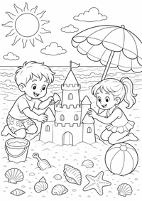 Strandtag com Sonnenschirm — página para colorir é uma página gratuita para colorir e imprimir em A4, com contornos pretos nítidos e áreas claras para colorir. Sem cadastro.