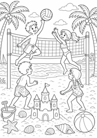 Strand Volleyball — página para colorir é uma página gratuita para colorir e imprimir em A4, com contornos pretos nítidos e áreas claras para colorir. Sem cadastro.