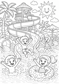 Wasserpark — página para colorir é uma página gratuita para colorir e imprimir em A4, com contornos pretos nítidos e áreas claras para colorir. Sem cadastro.