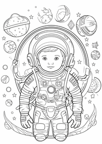 Pequeño astronauta es un dibujo de espacio para colorear gratis, con contornos negros claros y detalles fáciles de imprimir para niños. Abre el archivo PNG, imprímelo en A4 y úsalo en casa, en el jardín de infancia o en la escuela.