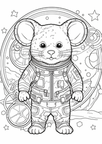 Dulce ratón astronauta es un dibujo de espacio para colorear gratis, con contornos negros claros y detalles fáciles de imprimir para niños. Abre el archivo PNG, imprímelo en A4 y úsalo en casa, en el jardín de infancia o en la escuela.