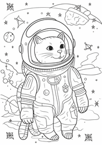 Dulce gato astronauta es un dibujo de espacio para colorear gratis, con contornos negros claros y detalles fáciles de imprimir para niños. Abre el archivo PNG, imprímelo en A4 y úsalo en casa, en el jardín de infancia o en la escuela.