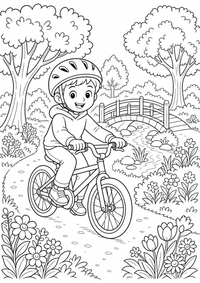 Radfahren Ausmalbild ist ein kostenloses Sport Ausmalbild mit klaren schwarzen Konturen zum Ausdrucken auf A4.