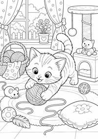 Kitten Yarn animais — página para colorir é uma página gratuita para colorir e imprimir em A4, com contornos pretos nítidos e áreas claras para colorir. Sem cadastro.