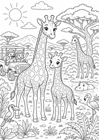 Giraffe safari animais — página para colorir é uma página gratuita para colorir e imprimir em A4, com contornos pretos nítidos e áreas claras para colorir. Sem cadastro.