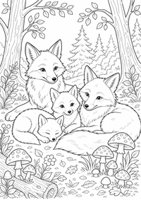 : Fuchs und Waldtiere — página para colorir é uma página gratuita para colorir e imprimir em A4, com contornos pretos nítidos e áreas claras para colorir. Sem cadastro.