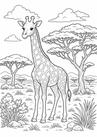 animais : Giraffe — página para colorir é uma página gratuita para colorir e imprimir em A4, com contornos pretos nítidos e áreas claras para colorir. Sem cadastro.