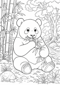 Panda mit Bambus es un dibujo animales gratis para imprimir en A4, con contornos negros claros.