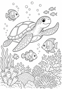 Página para colorear de tortugas marinas bajo el agua es un dibujo Animales gratis para imprimir en A4, con contornos negros claros. Sin registro.
