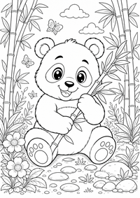 Panda con bambú es un dibujo de animales para colorear gratis, con contornos negros claros y detalles fáciles de imprimir para niños. Abre el archivo PNG, imprímelo en A4 y úsalo en casa, en el jardín de infancia o en la escuela.