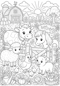 Animales bauernhof morgen es un dibujo de animales para colorear gratis, con contornos negros claros y detalles fáciles de imprimir para niños. Abre el archivo PNG, imprímelo en A4 y úsalo en casa, en el jardín de infancia o en la escuela.