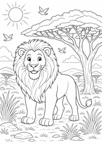 Lion em Savanne — página para colorir é uma página gratuita para colorir e imprimir em A4, com contornos pretos nítidos e áreas claras para colorir. Sem cadastro.