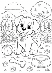 Welpe com Knochen — página para colorir é uma página gratuita para colorir e imprimir em A4, com contornos pretos nítidos e áreas claras para colorir. Sem cadastro.