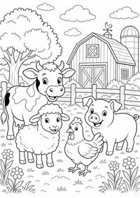 Bauernhof animais — página para colorir é uma página gratuita para colorir e imprimir em A4, com contornos pretos nítidos e áreas claras para colorir. Sem cadastro.