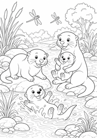 Otter família — página para colorir é uma página gratuita para colorir e imprimir em A4, com contornos pretos nítidos e áreas claras para colorir. Sem cadastro.